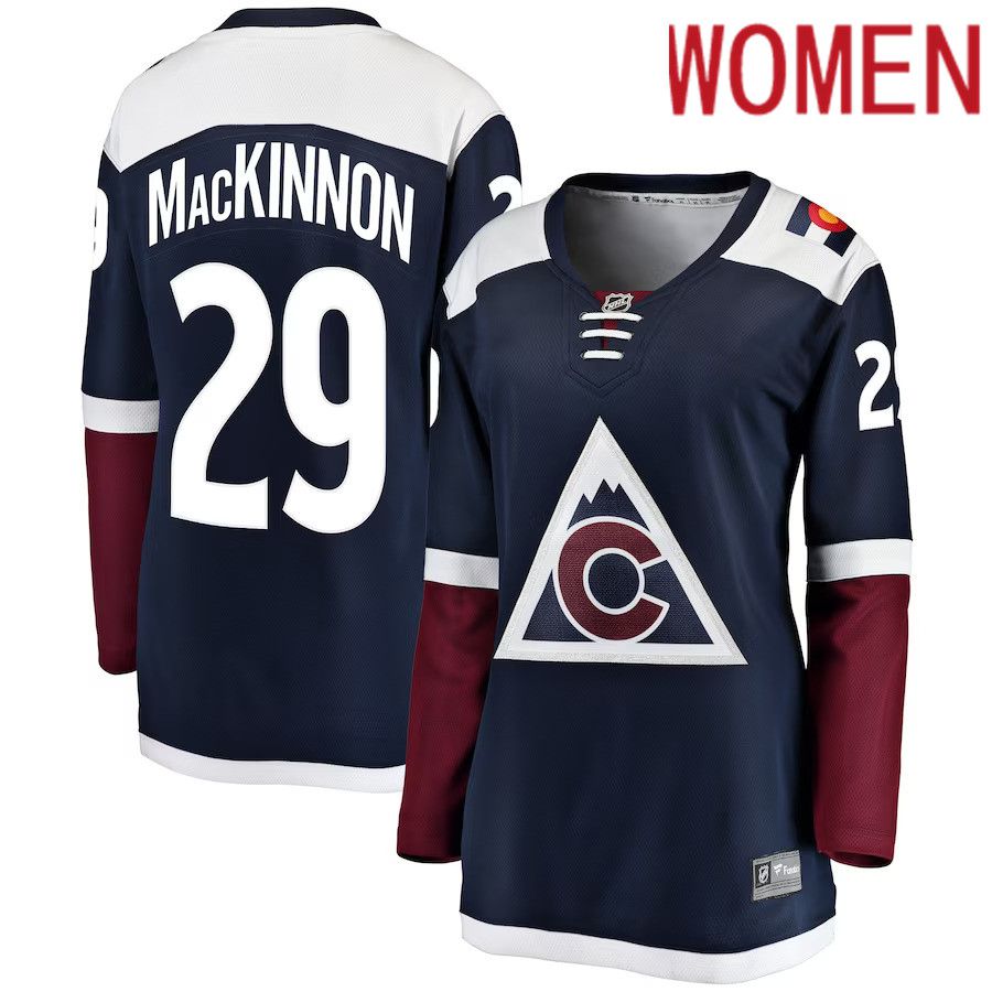 Women Colorado Avalanche #29 Nathan MacKinnon Fanatics Branded Navy Alternate Breakaway Player NHL Jersey->women nhl jersey->Women Jersey